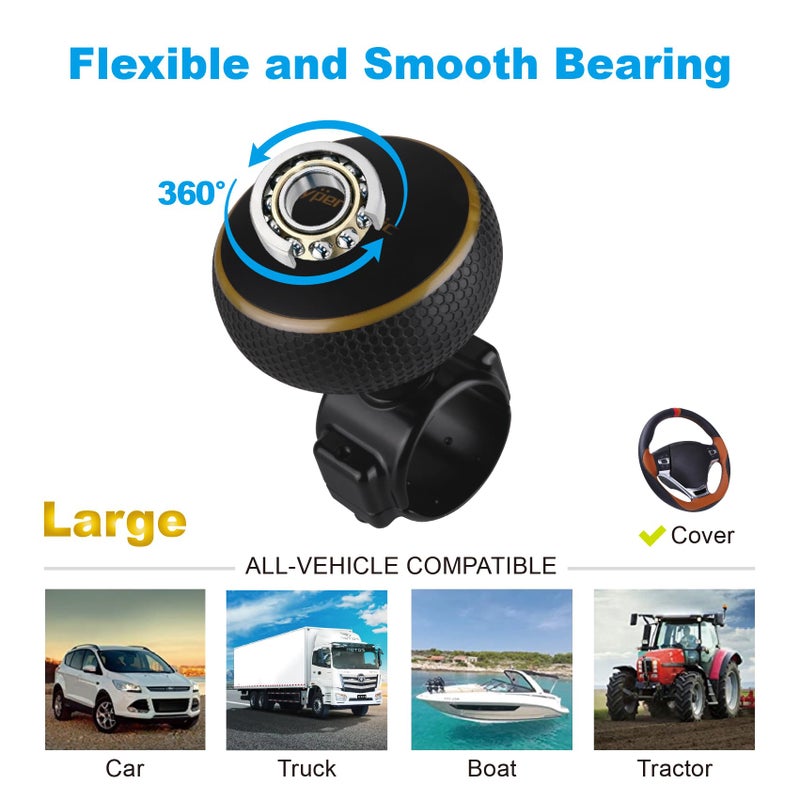 Hypersonic Steering Wheel Knob Spinner - Large Non-Slip Suicide Knob with Bearing, Steering Wheel Accessories Effortless Driving - Ideal for Drivers - Image 3