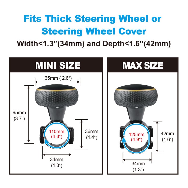 Hypersonic Steering Wheel Knob Spinner - Large Non-Slip Suicide Knob with Bearing, Steering Wheel Accessories Effortless Driving - Ideal for Drivers - Image 4