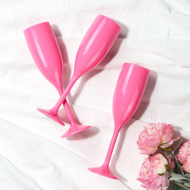 XUWAIDSGN Champagne Flute Acrylic Champagne Glasses Wedding Toasting Champagne Flute Goblet Plastic Reusable Unbreakable Champagne Cups for Bachelorette Wedding Bridal Shower Party (Pink, 10) - Image 4
