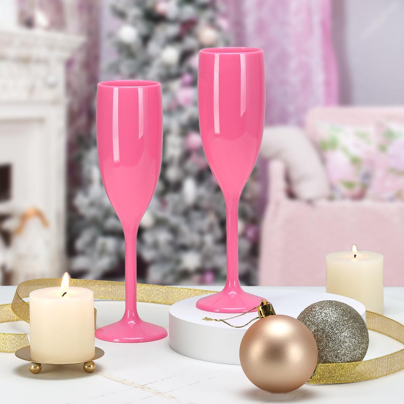 XUWAIDSGN Champagne Flute Acrylic Champagne Glasses Wedding Toasting Champagne Flute Goblet Plastic Reusable Unbreakable Champagne Cups for Bachelorette Wedding Bridal Shower Party (Pink, 10) - Image 5