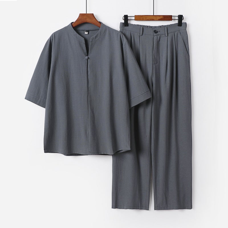 Men's Modest Traditional Outfit Set - Relaxed Fit Long Sleeve Robe and Pants for Daily Wear and Gatherings