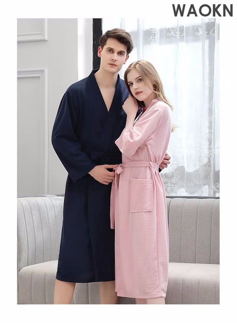 WAOKN Premium Waffle Weave Kimono Bathrobe for Adults - Luxurious & AbsorbentSoft Shine Pockets, Luxury Hotel & Spa Bath Robe, Unisex for After Shower or Swimming (Bathrobe, Shower Robe) - Image 4