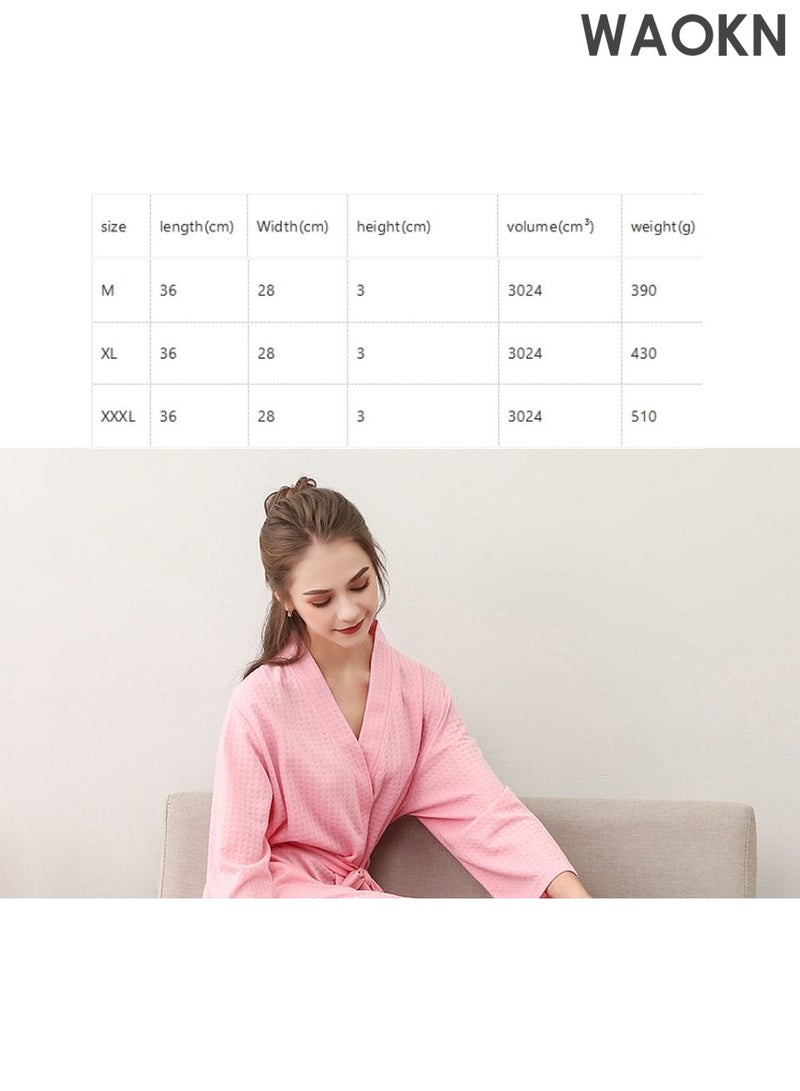 WAOKN Premium Waffle Weave Kimono Bathrobe for Adults - Luxurious & AbsorbentSoft Shine Pockets, Luxury Hotel & Spa Bath Robe, Unisex for After Shower or Swimming (Bathrobe, Shower Robe) - Image 3