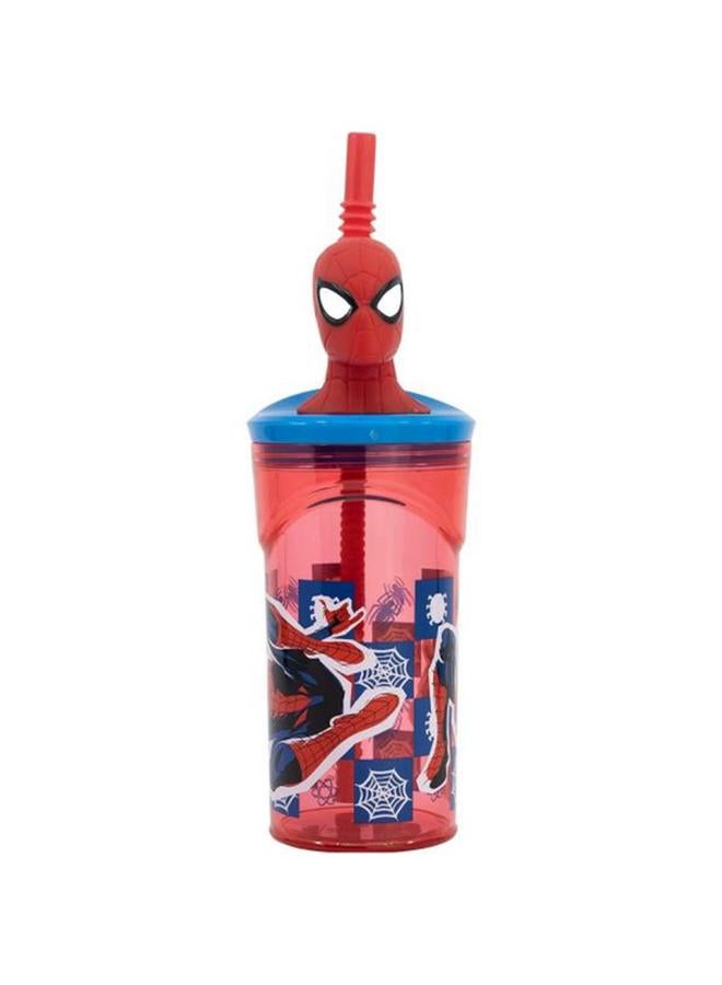STOR 3D Figurine Spiderman BPA-Free Plastic Tumbler with Straw Red and Blue 360ml  - Image 2