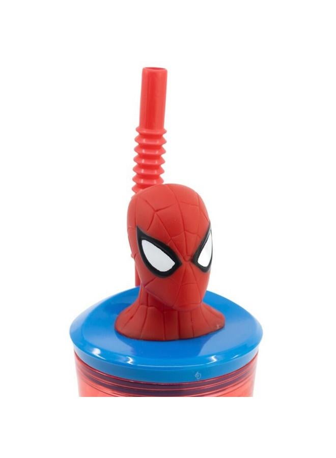 STOR 3D Figurine Spiderman BPA-Free Plastic Tumbler with Straw Red and Blue 360ml  - Image 3