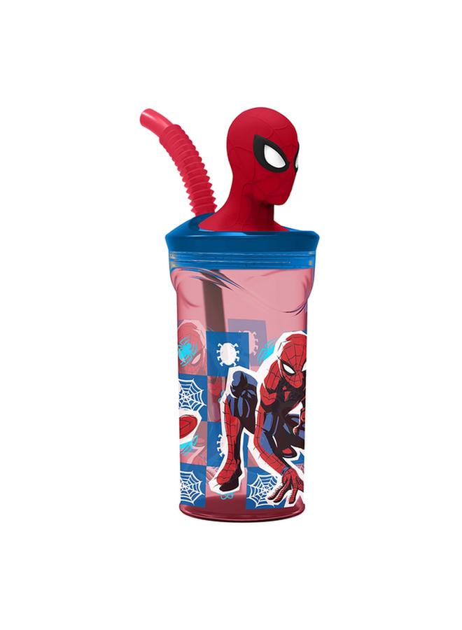 STOR 3D Figurine Spiderman BPA-Free Plastic Tumbler with Straw Red and Blue 360ml  - Image 1