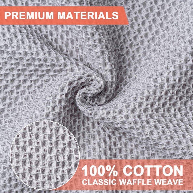 Boomiboo 6-Pack Kitchen Dish Cloths  100% Cotton Waffle Weave  Ultra Soft Absorbent  Quick Drying Dish Towels  12X12 Inches Light Grey - Image 3