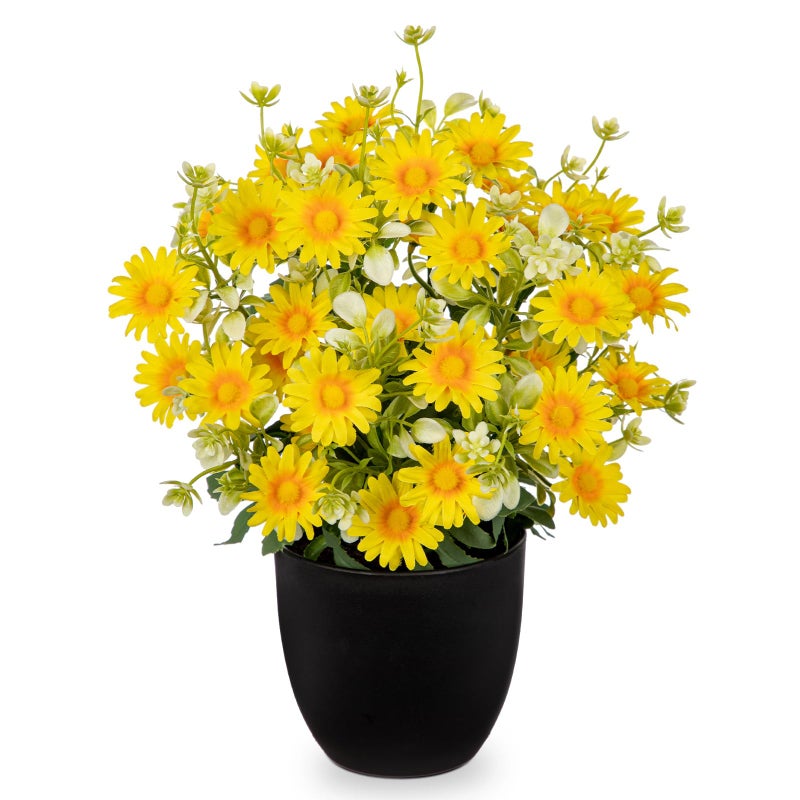 DILATATA Artificial Daisy Flowers in Pot 12 Inch Fake Flowers Silk Daisy Arrangement Faux Plant Flower Decor for Spring Home Decor Table Centerpiece Garden Porch Window Yellow - Image 2