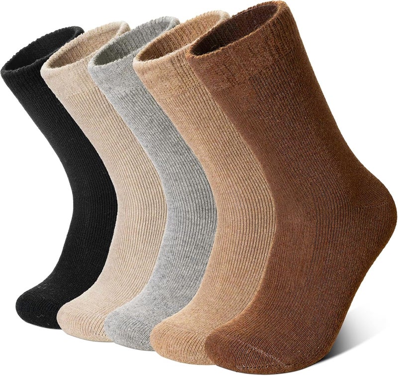 Velice Wool Socks for Women Merino Wool Boot Hiking Thick Thermal Warm Winter Crew Cushion Cozy Work Socks 5 Pairs - Image 1