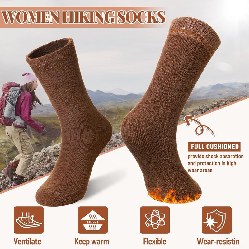 Velice Wool Socks for Women Merino Wool Boot Hiking Thick Thermal Warm Winter Crew Cushion Cozy Work Socks 5 Pairs - Image 5