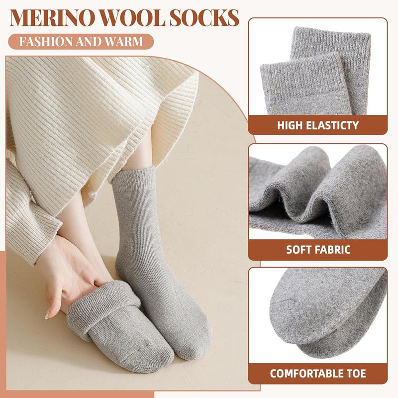Velice Wool Socks for Women Merino Wool Boot Hiking Thick Thermal Warm Winter Crew Cushion Cozy Work Socks 5 Pairs - Image 4