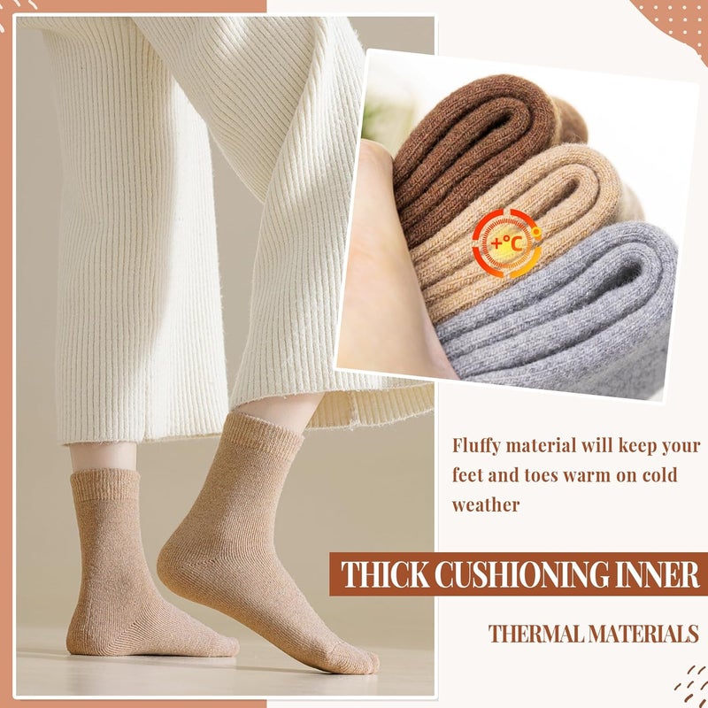 Velice Wool Socks for Women Merino Wool Boot Hiking Thick Thermal Warm Winter Crew Cushion Cozy Work Socks 5 Pairs - Image 2