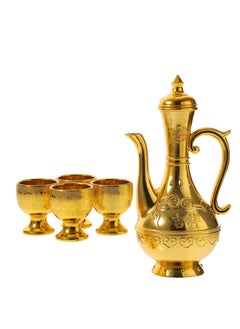 Excefore Buddhist Golden Offering Cup, 1 Set of Golden Water Offering Cups with Kettle, Chalice Cup, Mini Chalice Goblet, Turkish Tea Set Decorative Cup with Kettle for Tea Table Decor  - Image 1