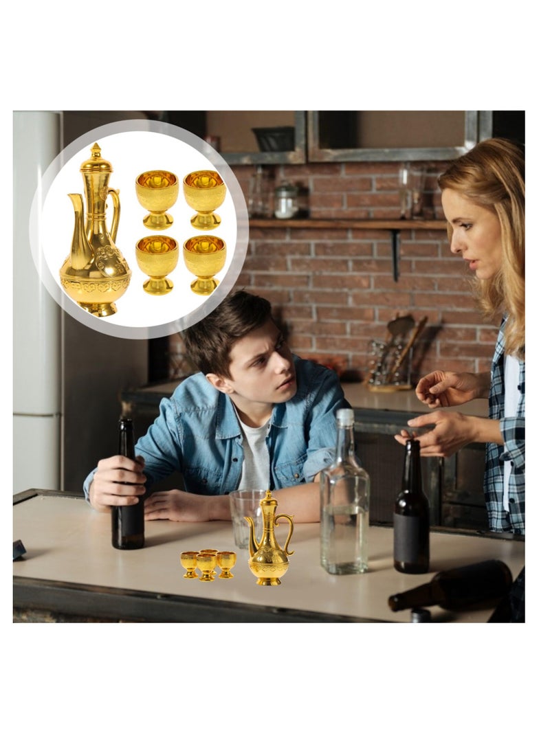 Excefore Buddhist Golden Offering Cup, 1 Set of Golden Water Offering Cups with Kettle, Chalice Cup, Mini Chalice Goblet, Turkish Tea Set Decorative Cup with Kettle for Tea Table Decor  - Image 5