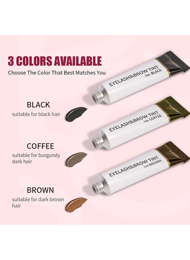 ICONSIGN - Eyelash Eyebrow Tint Dye Kit, 2-In-1 Eyelash and Eyebrow, Semi Permanent Eyebrow Dye Cream 7ML - Black - Image 1