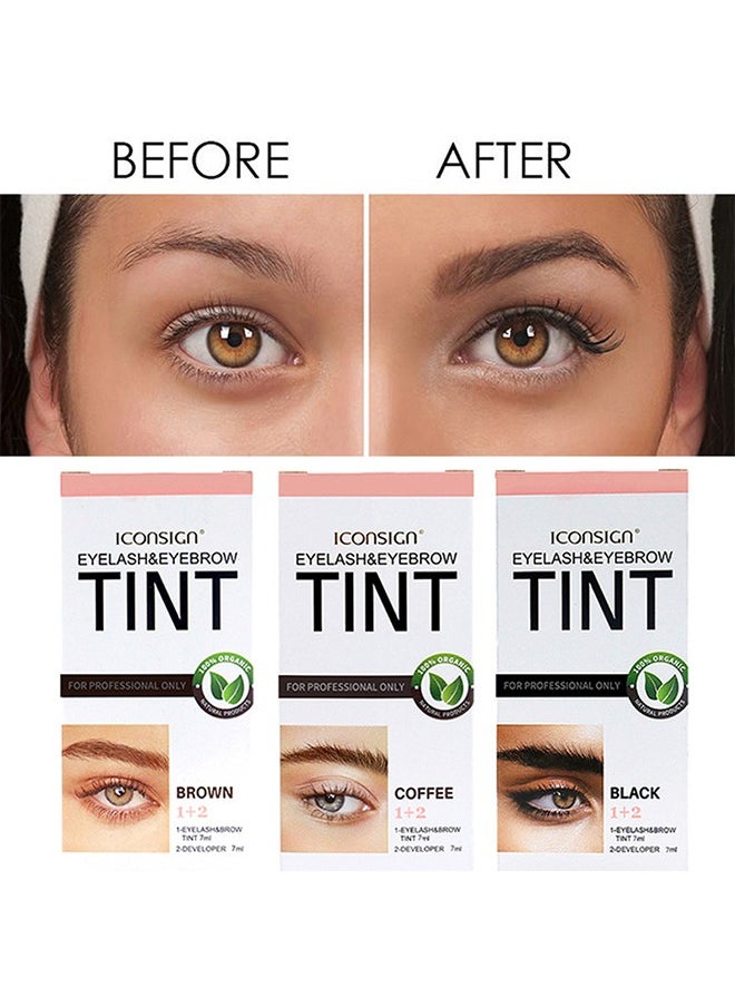 ICONSIGN - Eyelash Eyebrow Tint Dye Kit, 2-In-1 Eyelash and Eyebrow, Semi Permanent Eyebrow Dye Cream 7ML - Black - Image 1
