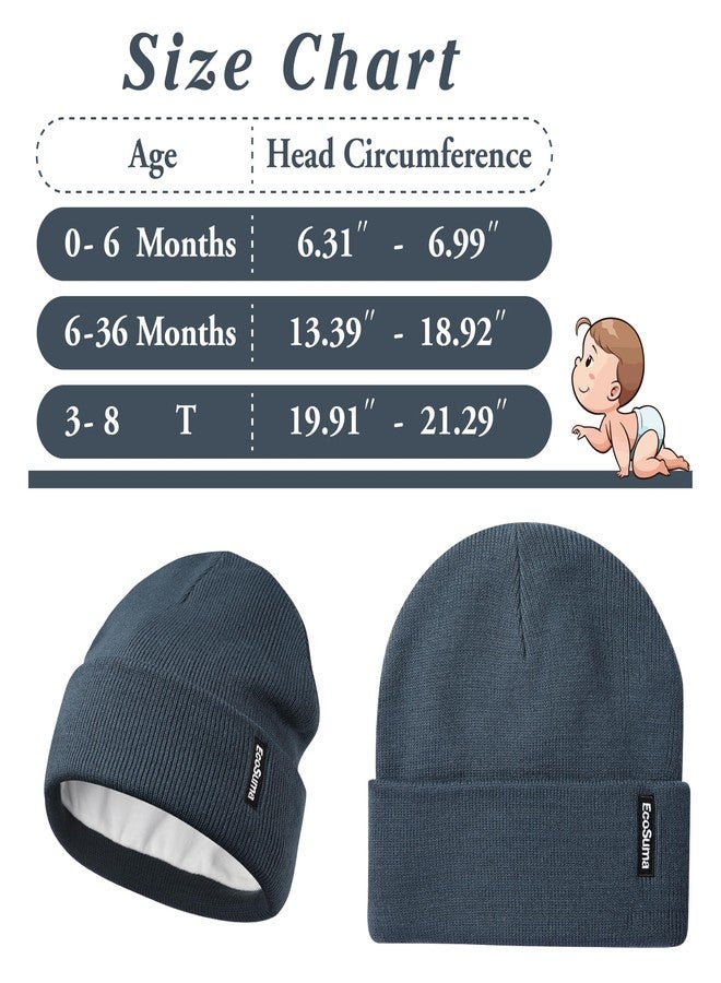ECOSUMA Baby Boy Beanie 6-12,12-18,18-36 Months Gray Apricot/Deep Teal 2 Pack - Image 2