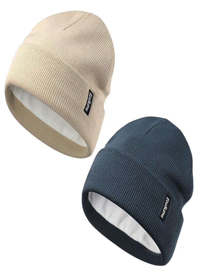 ECOSUMA Baby Boy Beanie 6-12,12-18,18-36 Months Gray Apricot/Deep Teal 2 Pack - Image 1