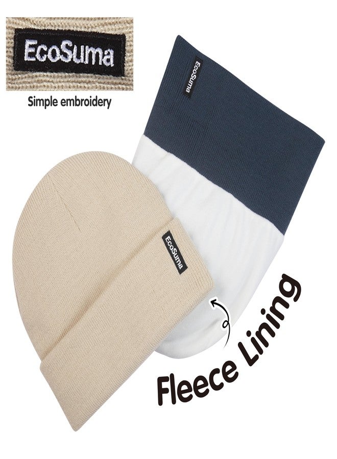 ECOSUMA Baby Boy Beanie 6-12,12-18,18-36 Months Gray Apricot/Deep Teal 2 Pack - Image 4