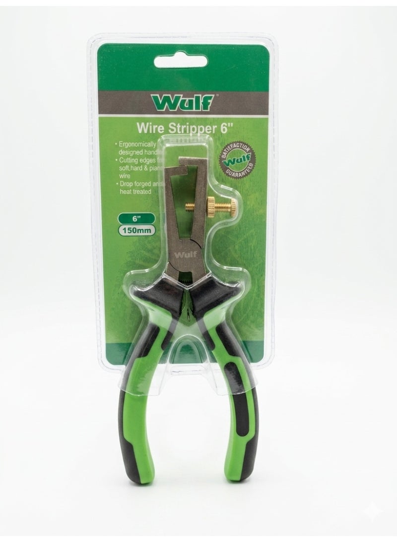 Wulf Wire Stripper 6 Inch 150mm Professional Wire Stripping Tool with Adjustable Cutting Control Ergonomic Grip for Electrical Cable Wire Cutting and Maintenance Work