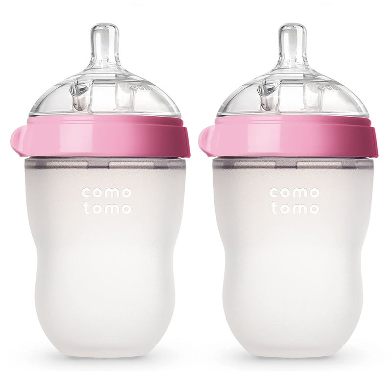Comotomo Baby Bottle Double Pack, Pink, 8oz - Image 1