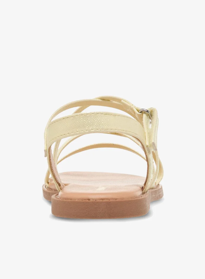 Little Missy YELLOW Juniors Girls Cross Strap Hook and Loop Sandals for Women | Best Price UAE
