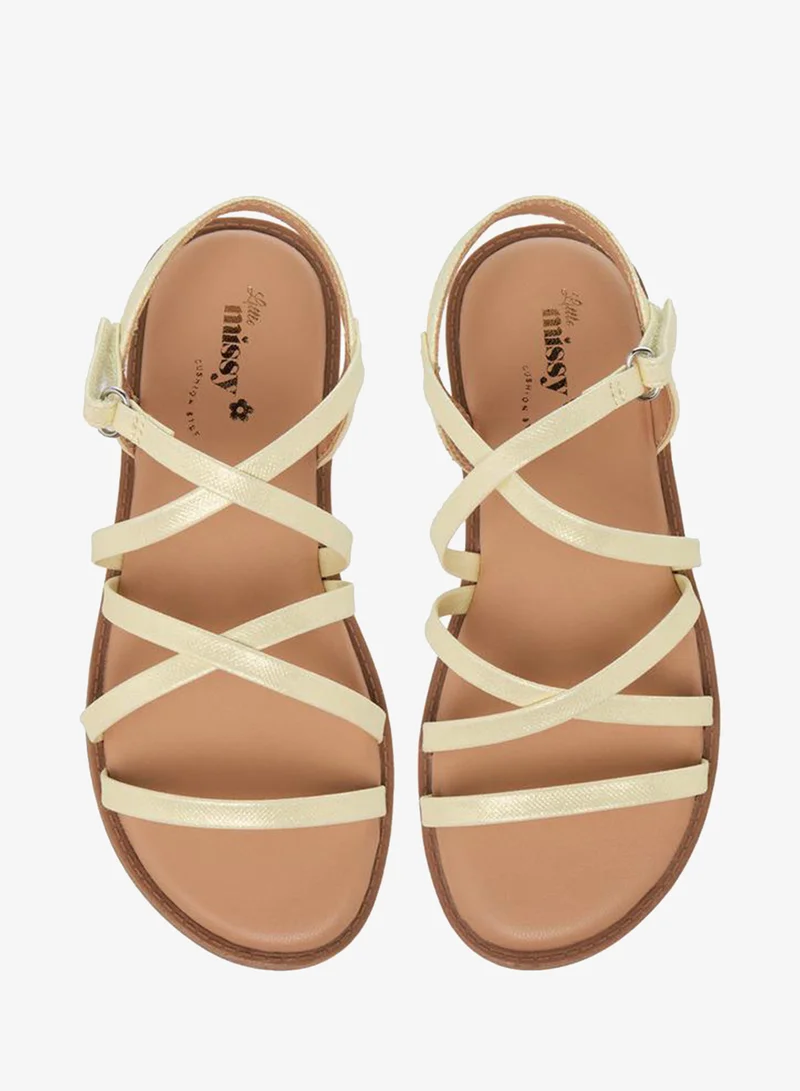 Little Missy YELLOW Juniors Girls Cross Strap Hook and Loop Sandals for Women | Best Price UAE