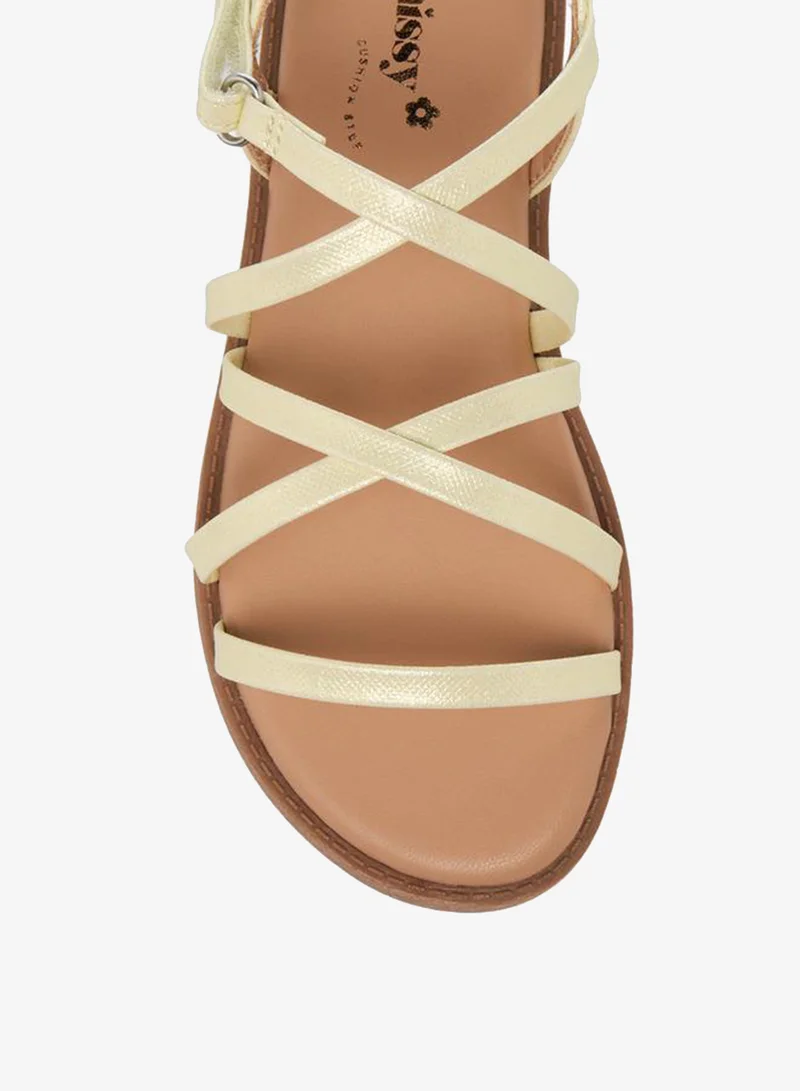 Little Missy YELLOW Juniors Girls Cross Strap Hook and Loop Sandals for Women | Best Price UAE