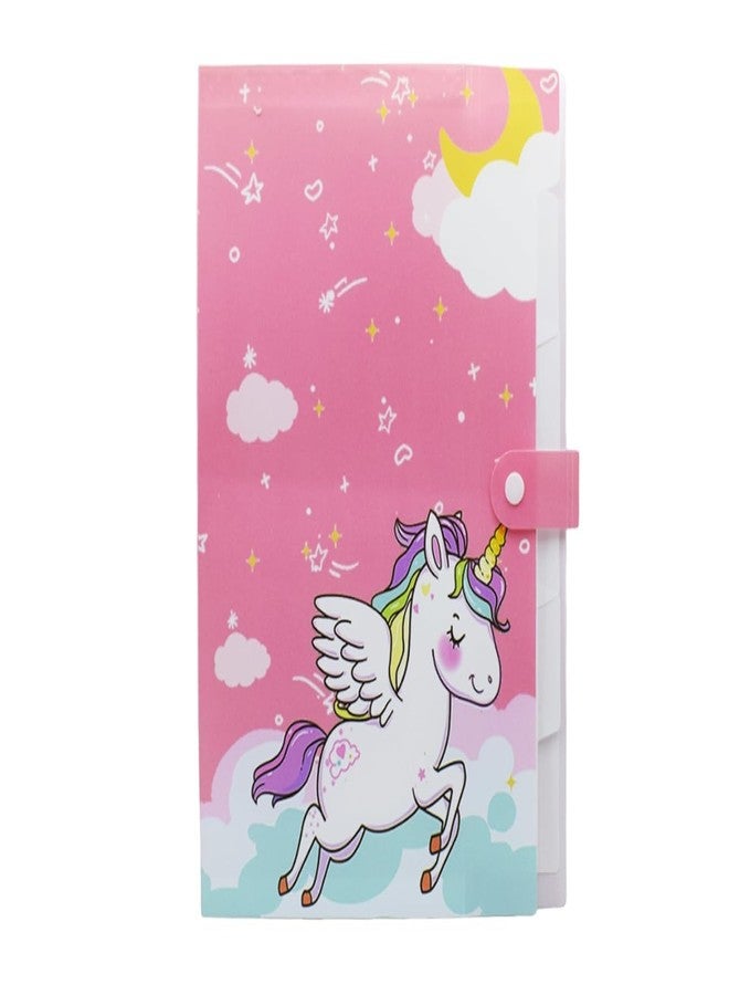 JERN Unicorn Theme File Folder with Button Lock_Pack of 4 Pcs SpaceTheme Certificates Holder with 6 Pockets Office Documents File Expandable Folders for Documents File Organizer Bag - Image 3