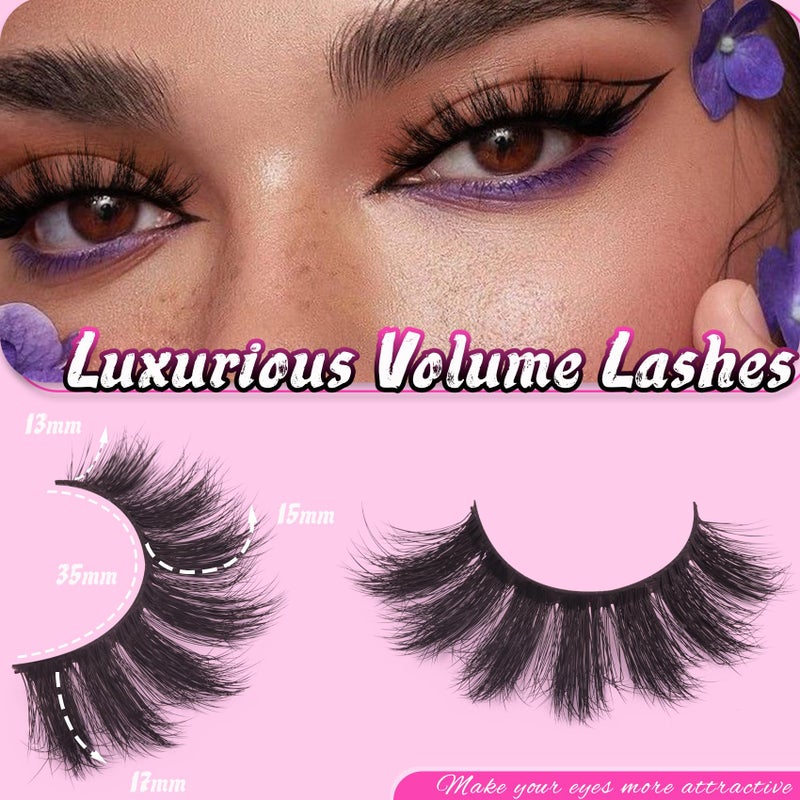 Veleasha Lashes 5D Faux Mink Lashes 100% Handmade Luxurious Volume Fake Eyelashes Lightweight Fluffy False Eyelashes 5 Pairs Pack (801) - Image 2