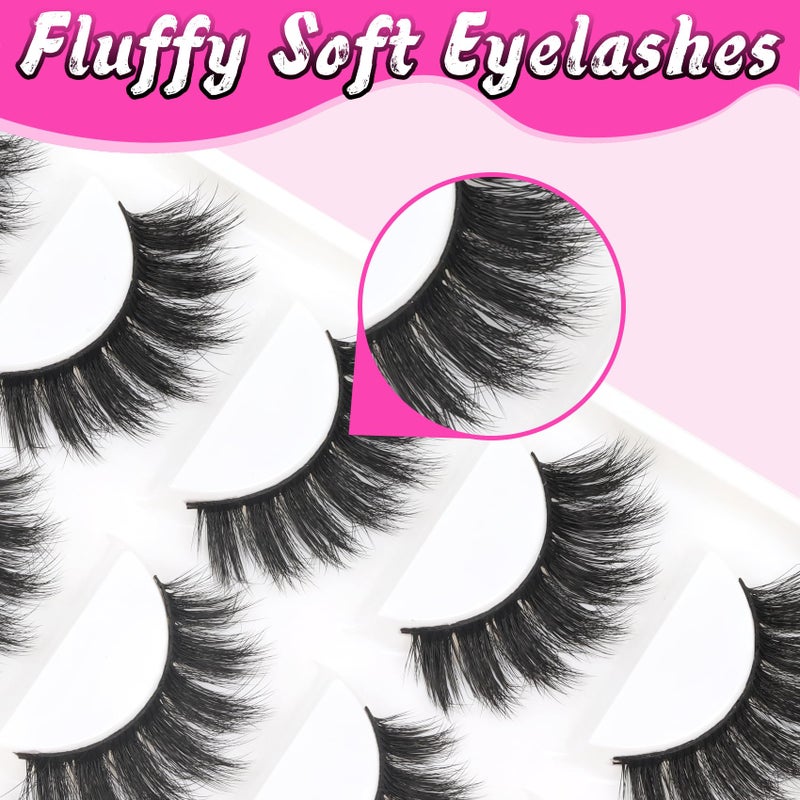 Veleasha Lashes 5D Faux Mink Lashes 100% Handmade Luxurious Volume Fake Eyelashes Lightweight Fluffy False Eyelashes 5 Pairs Pack (801) - Image 3