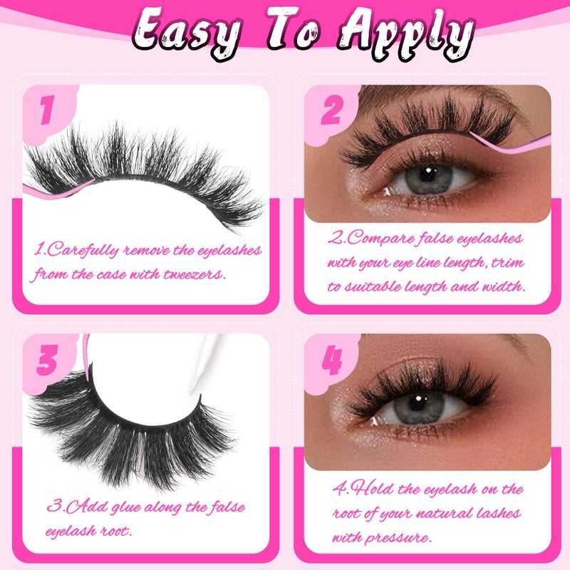 Veleasha Lashes 5D Faux Mink Lashes 100% Handmade Luxurious Volume Fake Eyelashes Lightweight Fluffy False Eyelashes 5 Pairs Pack (801) - Image 5