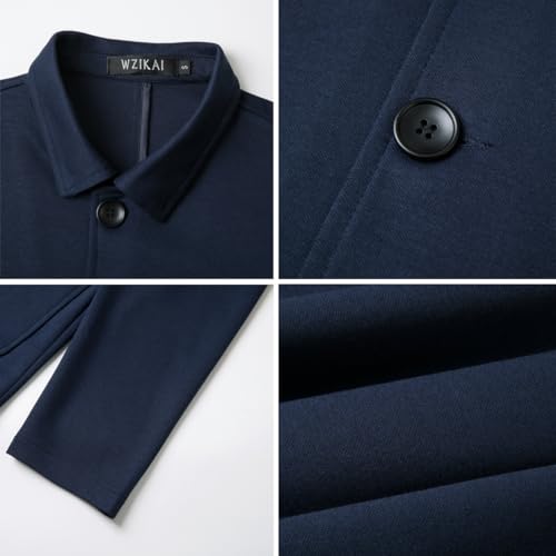 WZIKAI Men's Casual Sport Coat Jacket Regular Fit Lightweight Suit Jacket for Men Navy Blue XL - Image 5