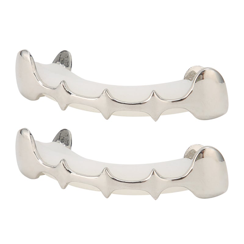 Irregular Hip Hop False Tooth Set Halloween Festival Hip Hop Tooth Decoration Accessory Silver - Image 5