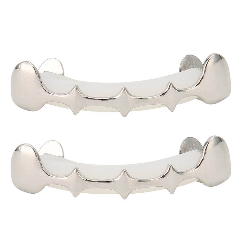 Irregular Hip Hop False Tooth Set Halloween Festival Hip Hop Tooth Decoration Accessory Silver - Image 2