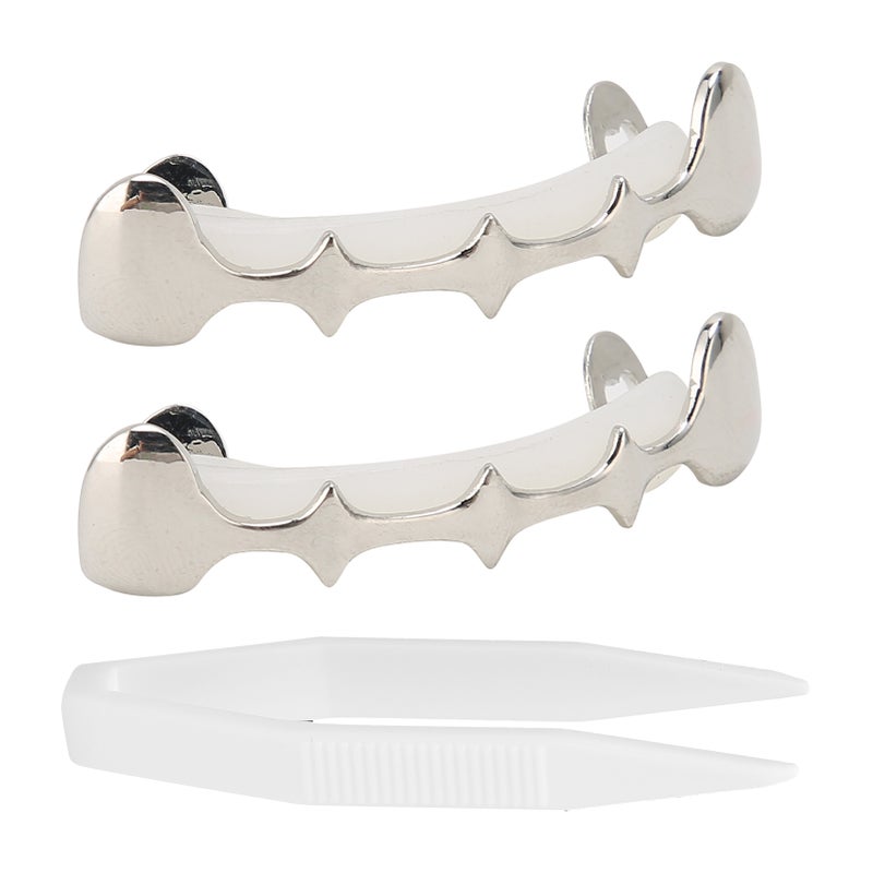 Irregular Hip Hop False Tooth Set Halloween Festival Hip Hop Tooth Decoration Accessory Silver - Image 1