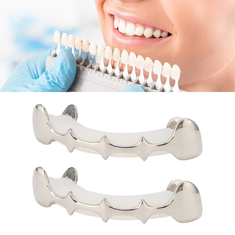 Irregular Hip Hop False Tooth Set Halloween Festival Hip Hop Tooth Decoration Accessory Silver - Image 3