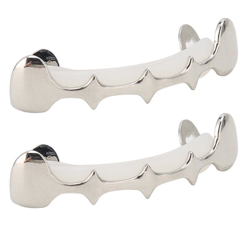 Irregular Hip Hop False Tooth Set Halloween Festival Hip Hop Tooth Decoration Accessory Silver - Image 4