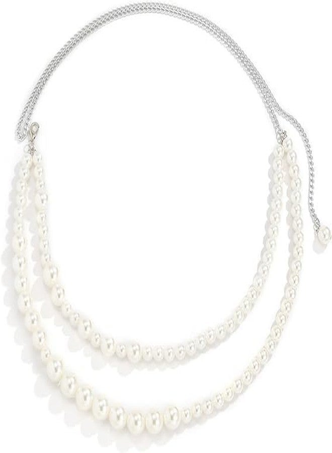 RECTYO GALLERY 1 Pcs Premium white Pearl Waist Chain Layered Belly Body Chains Bikini Belly Chain Beach Rave Party Body Accessories for Women and Girls - Image 1