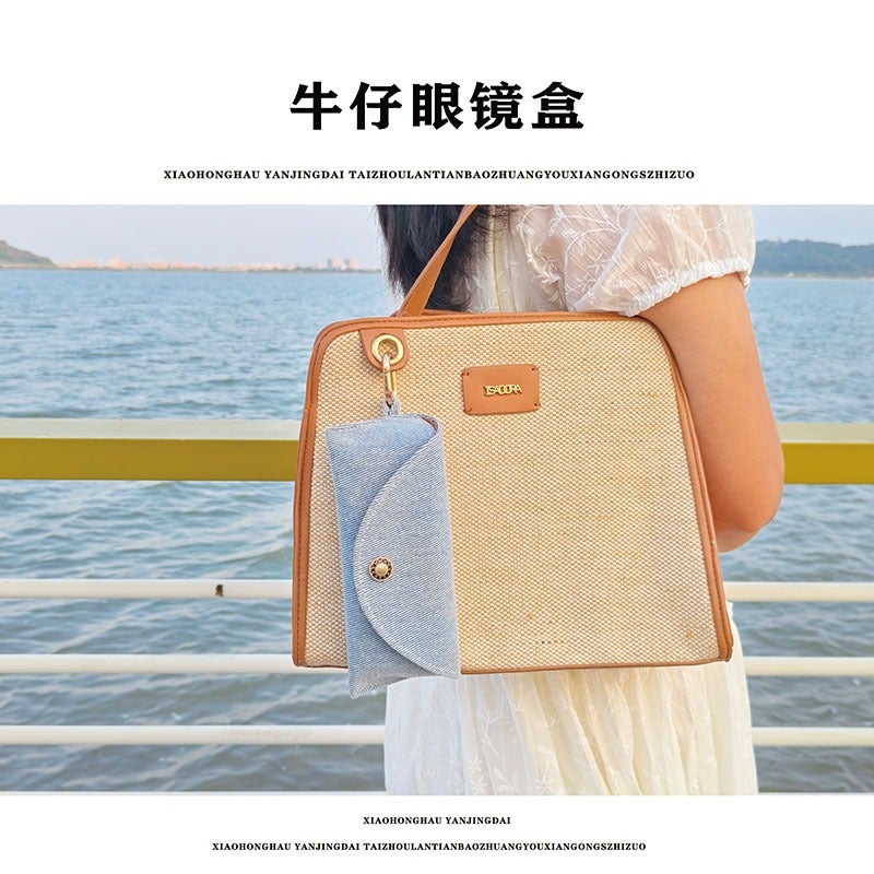 Trendy Portable Glasses Case Pouch with Hanging Hook - Soft Cloth, Flip-Top Design, Multiple Colors - Image 4