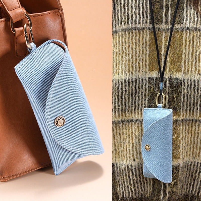 Trendy Portable Glasses Case Pouch with Hanging Hook - Soft Cloth, Flip-Top Design, Multiple Colors - Image 3