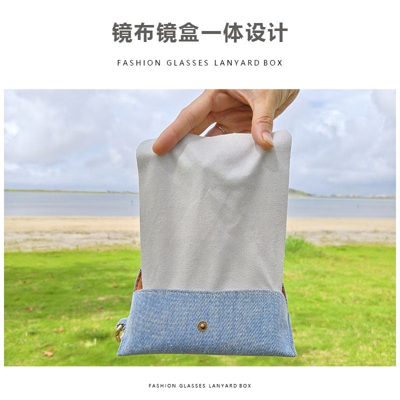 Trendy Portable Glasses Case Pouch with Hanging Hook - Soft Cloth, Flip-Top Design, Multiple Colors - Image 5