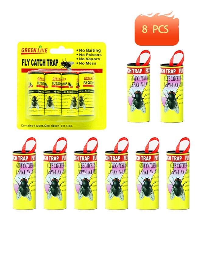 green killer مجموعة من 8 مصائد ذباب لاصقة، مصائد ذباب الفاكهة للمطبخ، شرائط ورقية للذباب الداخلي  - Image 1