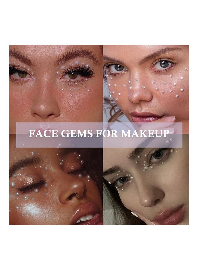 3 Sheets 3D Self Adhesive White and Silver Pearl Body Eyeshadow Sticker, Women Nail Art Decoration Kids DIY Craft Accessories - Image 2