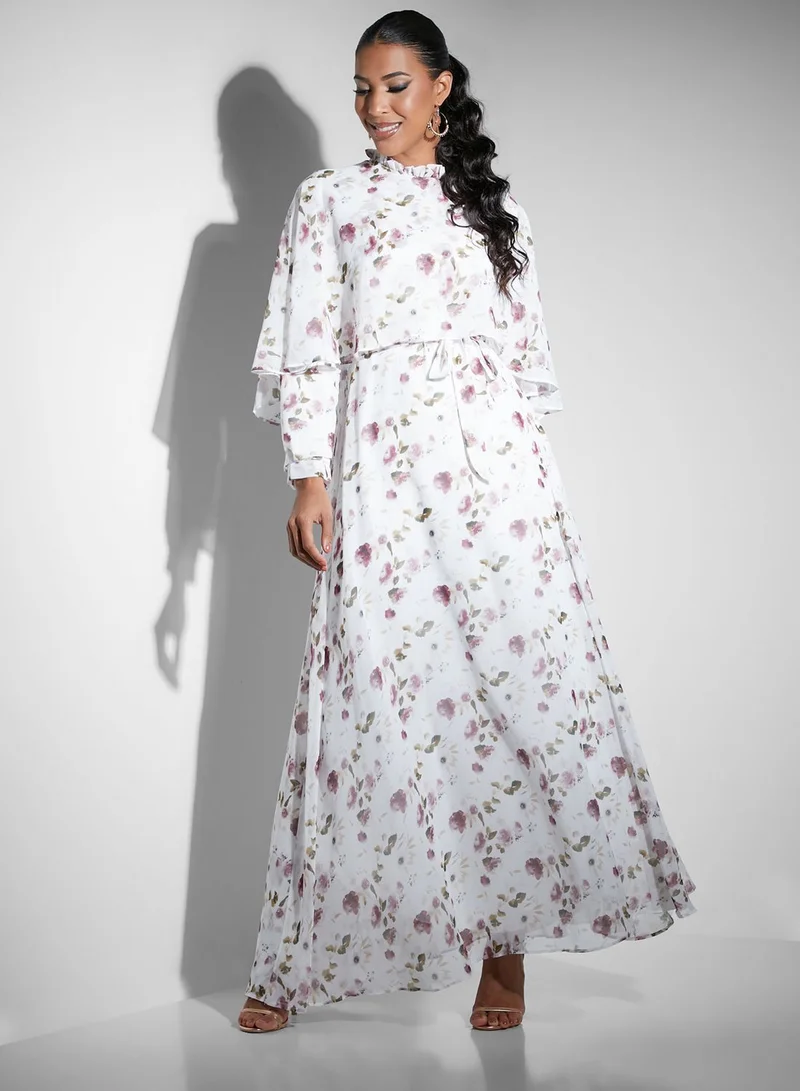 Namshi x Modanisa Floral Print Overlay Dress