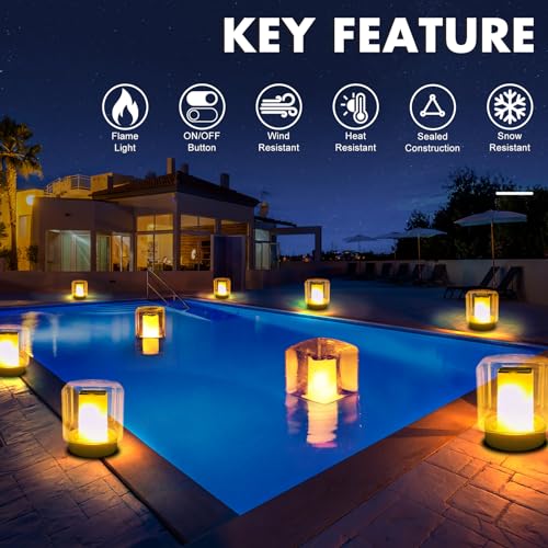 LanPool Floating Pool Lights, Solar Flame Pool Lights Waterproof, Square Pool Light, Glow in The Dark Light Up Swimming Pools Accessories,Floating Solar Light for Pools Pond Outdoor-2PCS - Image 5