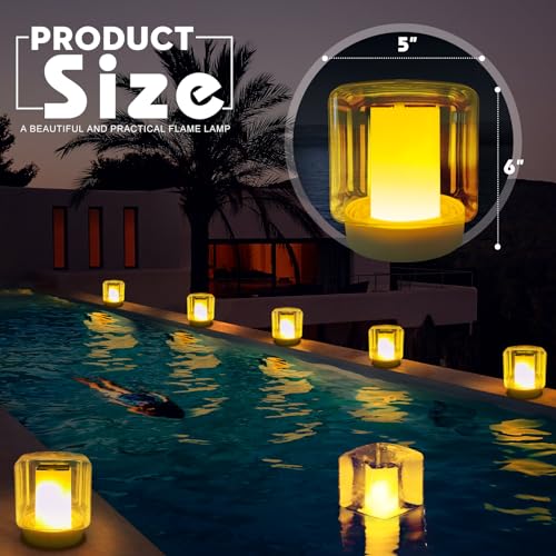 LanPool Floating Pool Lights, Solar Flame Pool Lights Waterproof, Square Pool Light, Glow in The Dark Light Up Swimming Pools Accessories,Floating Solar Light for Pools Pond Outdoor-2PCS - Image 2