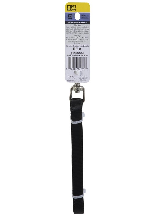 Pet Zone Dog Leash, Medium for Pets Up to 50 lbs, 18" to 27" (45.7 cm to 68.6 cm), Solid Black, Pack of 1 - Image 3