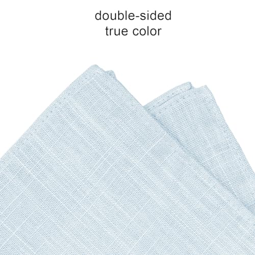 BELLUNO Mist Blue Pocket Square for Men, Cotton and Linen Blend - Image 2