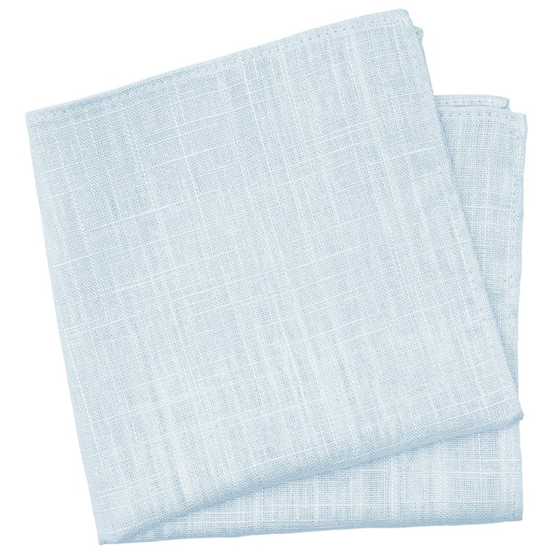 BELLUNO Mist Blue Pocket Square for Men, Cotton and Linen Blend - Image 5